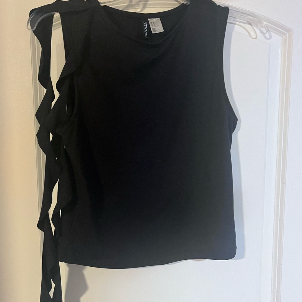 H&M Black Sleeveless Tank with Side Tie Detail